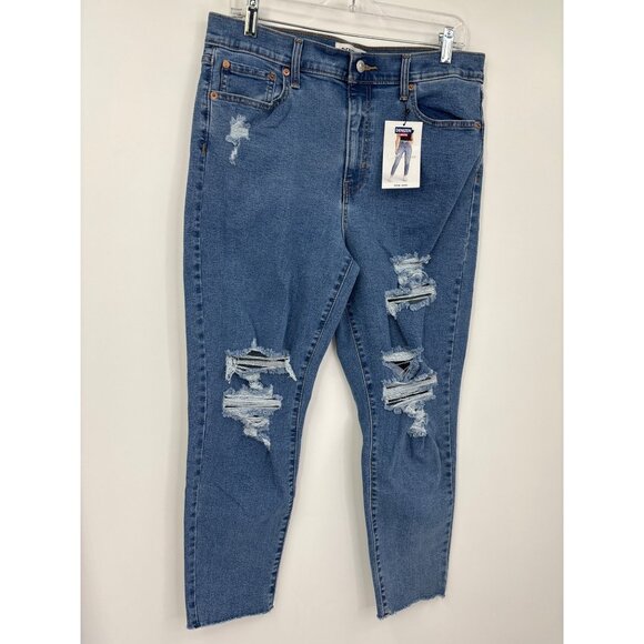 Levis Denizen Mom Jean Distressed Stretch Size 13/31 NEW - Picture 2 of 7